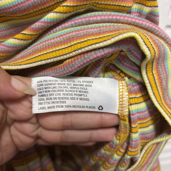 Wild Fable Women Yellow Striped Rib Jersey Knit Stretch Strappy Romper Size XXL - Picture 4 of 6